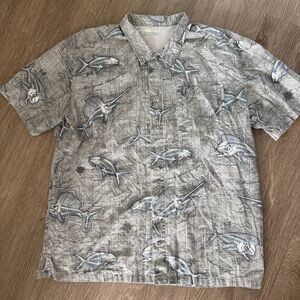 Columbia PFG vented fishing print button down L